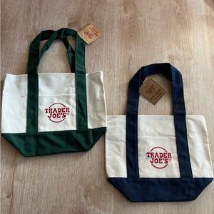 Set of 2 trader Joe mini canvas tote Blue and Green